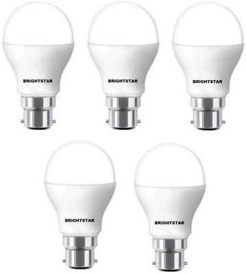 Brightstar 9 W Basic Round B22 LED Bulb(White, Pack of 5)