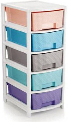 NEELESHWARI Multipurpose 5 Layers Modular Drawer System Organizer Rack ( Multi ) Plastic Free Standing Chest of Drawers(Finish Color - MULTI, DIY(Do-It-Yourself))