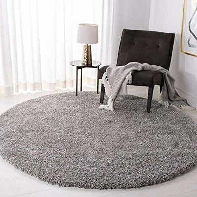 RM Handloom Grey Polyester Carpet(2 ft,  X 2 ft, Circle)
