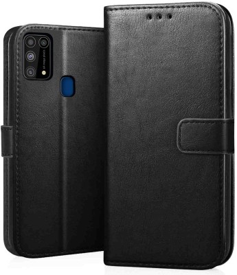 VOSKI Wallet Case Cover for Samsung Galaxy M31 Flip Cover Premium Leather with Card Pockets Kickstand 360 Degree Protection(Black, Dual Protection, Pack of: 1)