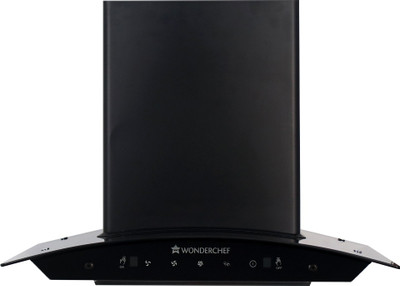 WONDERCHEF Ultima Curve 60cm Wall Mounted Chimney, Suction 1200 M3/H, Function, Baffle Filter Wall and Ceiling Mounted Chimney (Black 1200 CMH)