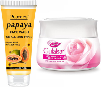 Dabur Gulabari Cold Cream 30ml & Papaya Face Wash 100ml(2 Items in the set)