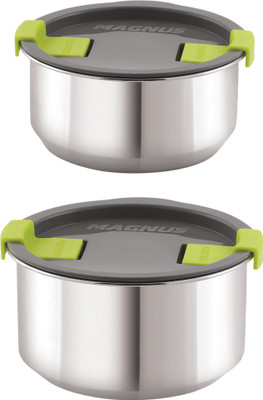 Magnus Steel Utility Container  - 600 ml(Pack of 2, Silver)
