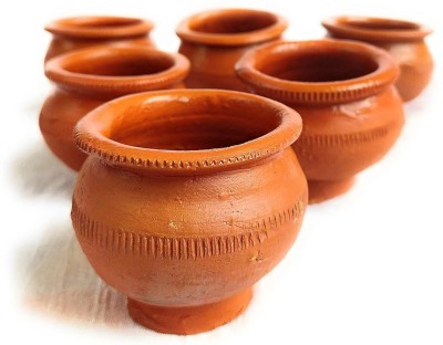 Onlinch Terracotta Handmade Traditional Terracotta Tea and Coffee Cups (Set of 6) Brown, 100ml(Brown, Cup Set)