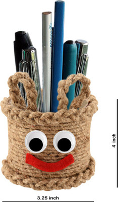 Jute handicraft 1 Compartments Jute Jute Pen stand/desk Organizer/pen holder,Best Handicraft item for home décor and gift purpose .Great for kids study room(Brown)