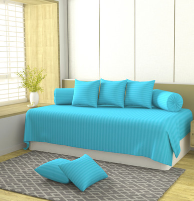 HIDECOR Polycotton Striped Diwan Set(Blue)