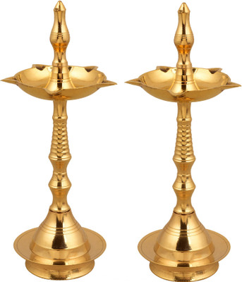 Kanpra Samy Collectibles Brass (Pack of 2) Table Diya Set(Height: 10 inch)