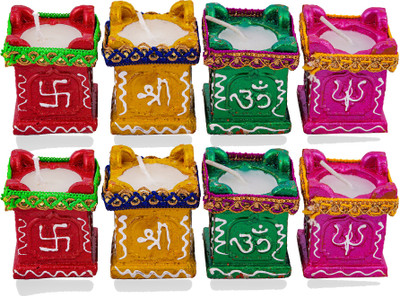 ALAUKIK teracotta diya Terracotta (Pack of 8) Table Diya Set(Height: 2.5 inch)