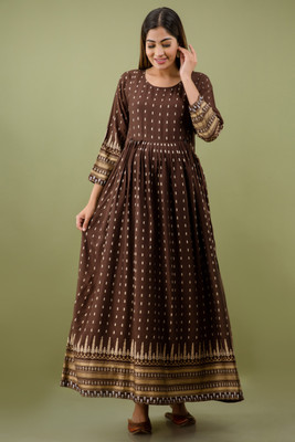 Mialo fashion Women Gown Brown Maxi/Full Length Dress