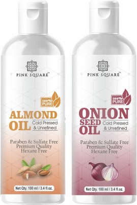 Pink Square Premium Almond & Onion Herbal Hair Oil ( Non-Sticky) - For Strong and Shiny Hair Combo Pack of 2 Bottle of 100ml (200ml) Hair Oil(200 ml)