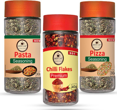 Brew Lab Combo Of pasta, pizza, and red chilli Flakes Shaker Jar |Pasta Masala| Flakes |Spices Mix(100 g)