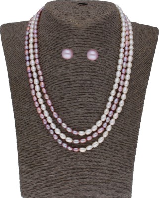 Sri Jagdamba Pearls Alloy Gold-plated Pink, White Jewellery Set(Pack of 1)