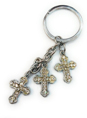 swagtreg Metallic Stones Triple Jesus Cross Key Chain