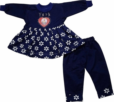 harshvardhanmart Baby Girls Casual Top Pant(Navy Blue)