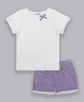 SHOPPERTREE Baby Girls Party(Festive) T-shirt Shorts(Purple)