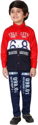 DKGF FASHION Boys Party(Festive) Shirt Jeans(Red)