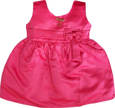 LITTLE PANDA Baby Girls Midi/Knee Length Party Dress(Pink, Sleeveless)