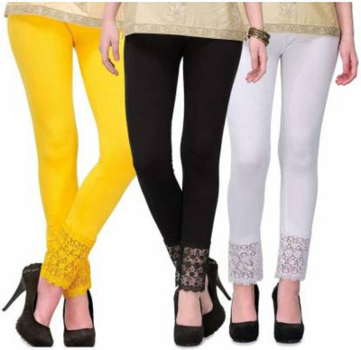 PI World Ethnic Wear Legging(Yellow, Black, White, Solid)
