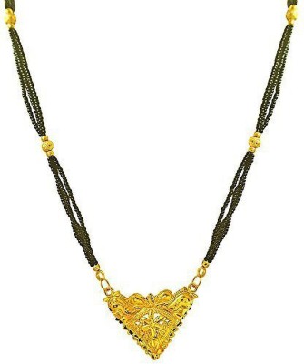 SURAT DIAMONDS Elegant Gold Plated Mangalsutra Pendant with Traditional Black Kedia Beads Chain Metal Mangalsutra