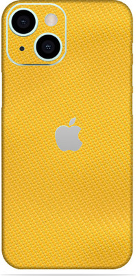 OggyBaba APPLE iPhone 13 Mini, Phone Back side Protector and Camera Protector Mobile Skin(Lemon Yellow Carbon Fibre Skin Matte Finish)