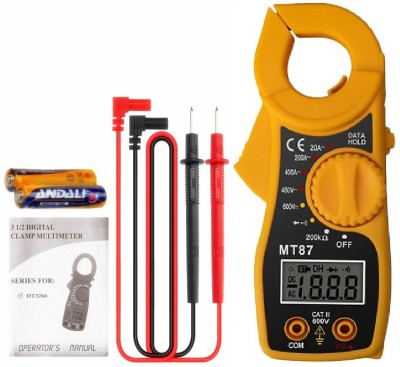 GoodsBazaar Mt-87 Mini Pocket Handheld Portable Digital Clamp Meter Electronic Tester Clamping Meter For Measuring Ac/Dc Voltage, Ac Current, Resistance, Data Hold, Diode Test, Continuity Test, Resistance Measurements, Transistor P-N Junction Test & Overload Protection Mt87 3½ Digits LCD Electronic 