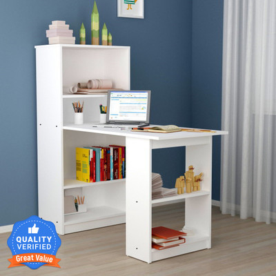 SPACEX Aristo Multipurpose Study/Office Table Engineered Wood Office Table(Free Standing, Finish Color - White, Knock Down)