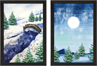 eCraftIndia Canvas 14 inch x 20 inch Painting(With Frame, Pack of 2)