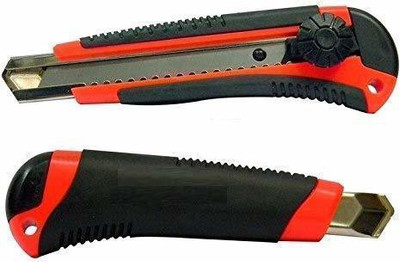 DSR Heavy Duty 18 mm Cutter Knife with 10 Replacement Blades Plastic Grip Hand-held Paper Cutter(Set Of 1, Color as per Availability)