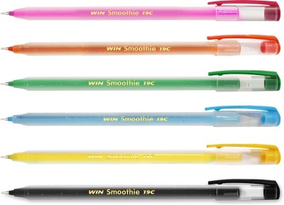 Win Smoothie Ball Pens | 100 Pcs ( 60 Blue Ink & 40 Black Ink) | Lightweight & Colourful Body Design | Use and Throw Pens | For One Time Use | Ideal for School Office & Business | Budget Friendly Stick Ball Pen(Pack of 100, Blue & Black)