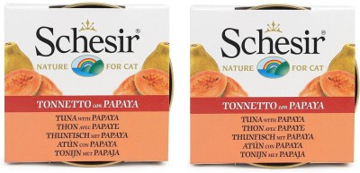 Schesir 43% Tuna With Papaya In Jelly Canned Cat Wet Food- 75 g Each Tuna 0.15 kg (2x0.07 kg) Wet Adult Cat Food