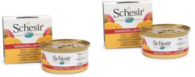 Schesir 45% Tuna and Mango Fruit Dinner Canned Cat Wet Food- 75g Each Tuna 0.15 kg (2x0.07 kg) Wet Adult Cat Food