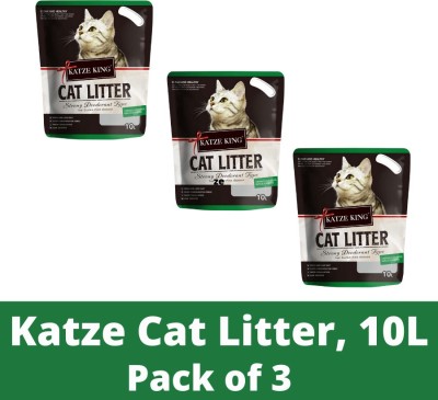 katze king Exclusive Highly Absorbable Scoopable Cat Litter with Strong Odour Control & Natural Bentonite Clay granules (Apple) Pet Litter Tray Refill