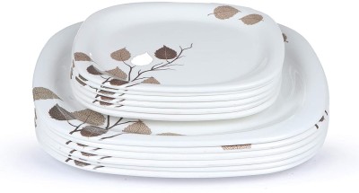 Golden Fish Melamine Square Full Dinner Plates & Quarter Plates (Pack of 12, Leaves Print) (GF-F-QP-7-1-12) Half Plate(Pack of 12)