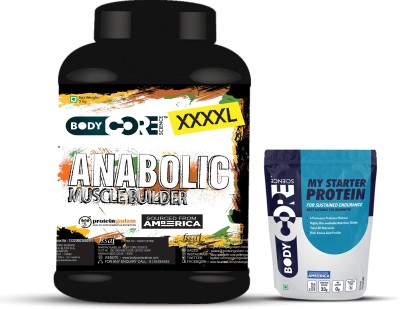Body Core Science XXXXL Anabolic Muscle Builder-3Kg(Chocolate) With Starter Protein-1Kg(Chocolate) Weight Gainers/Mass Gainers(3 kg, Vanilla)