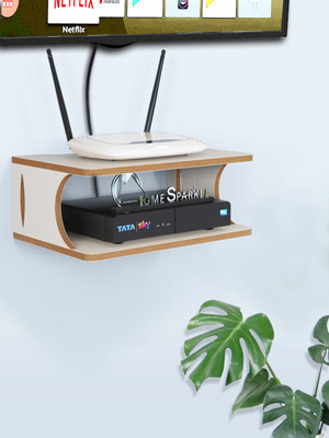HOME SPARKLE Set Top Box Stand / WIFI Router Stand / Wall Mount Stand / Wifi Holder MDF (Medium Density Fiber) Wall Shelf(Number of Shelves - 2, White)