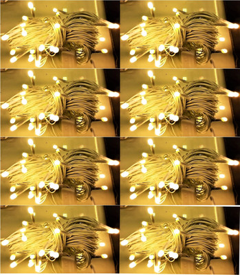 Business Squad 112 LEDs 13 m Yellow Steady String Rice Lights(Pack of 8)