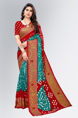 INFOTECH Self Design, Printed, Geometric Print, Woven, Embellished Bandhani Chiffon Saree(Light Green) INFOTECH Self Design, Printed, Geometric Print, Woven, Embellished Bandhani Chiffon Saree(Light Green)