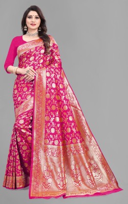 THE ETHNIC SAREE STUDIO Woven Banarasi Pure Silk Saree(Pink)