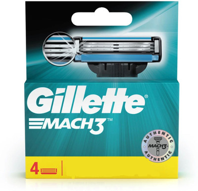 Gillette Mach 3 Manual Shaving Razor Blades - 4 Cartridges(Pack of 4)