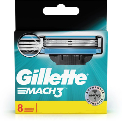 Gillette Mach 3 Manual Shaving Razor Blades - 8s Pack (Cartridge)(Pack of 8)