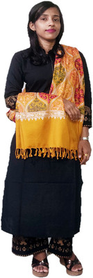 FAISHONMART Cashmere Self Design Women Shawl(Yellow)