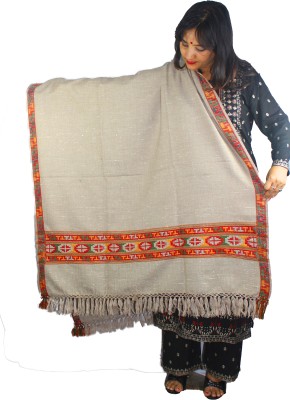 ARUNA KULLU HANDLOOM Wool, Pashmina Woven Women Shawl(Grey, White)