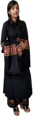 PASHTUSHS Wool Self Design Men, Women Shawl(Black)