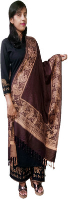 BE SWADESHI Wool Woven Women Shawl(Brown)