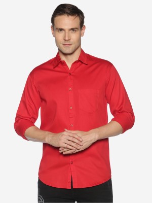 YHA Men Solid Casual Red Shirt