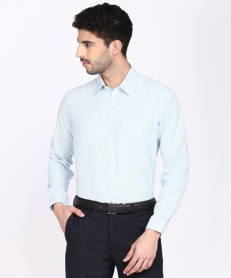 Next Look by Raymond Men Self Design Formal Light Blue Shirt