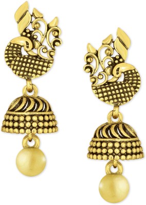 SPARGZ Spargz Ethnic Peacock Jhumki Gold Oxidized Plated Alloy Earring For Women Alloy Jhumki Earring
