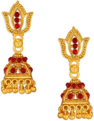 SPARGZ Spargz Traditional Jhumki Alloy Festive Wear Gold Plated Synthetic Stone Earring For Women Diamond Alloy Jhumki Earring