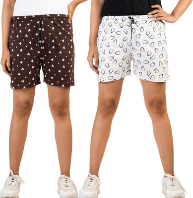 POWERmerc Printed Women Multicolor Regular Shorts