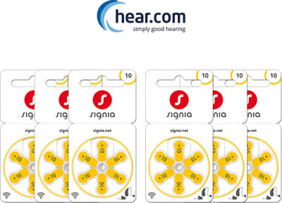 Signia Hearing Aid Battery 10- Pack of 36 Batteries 10966597- Hear.com Stethoscope Case(Yellow)